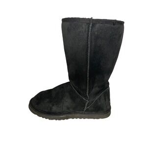 UGG Australia Classic Mid Black Suede Shearling Boots Womens 8 5815